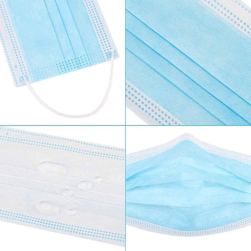 (50 Pack) Three Layer Disposable Face Mask - Comfortable, Breathable - Wrapped in Packs of 10