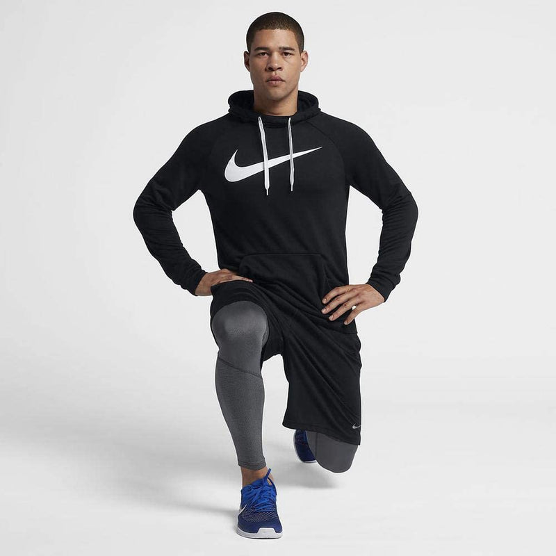 NIKE Men's Dry Pullover Swoosh Hoodie, Black/White