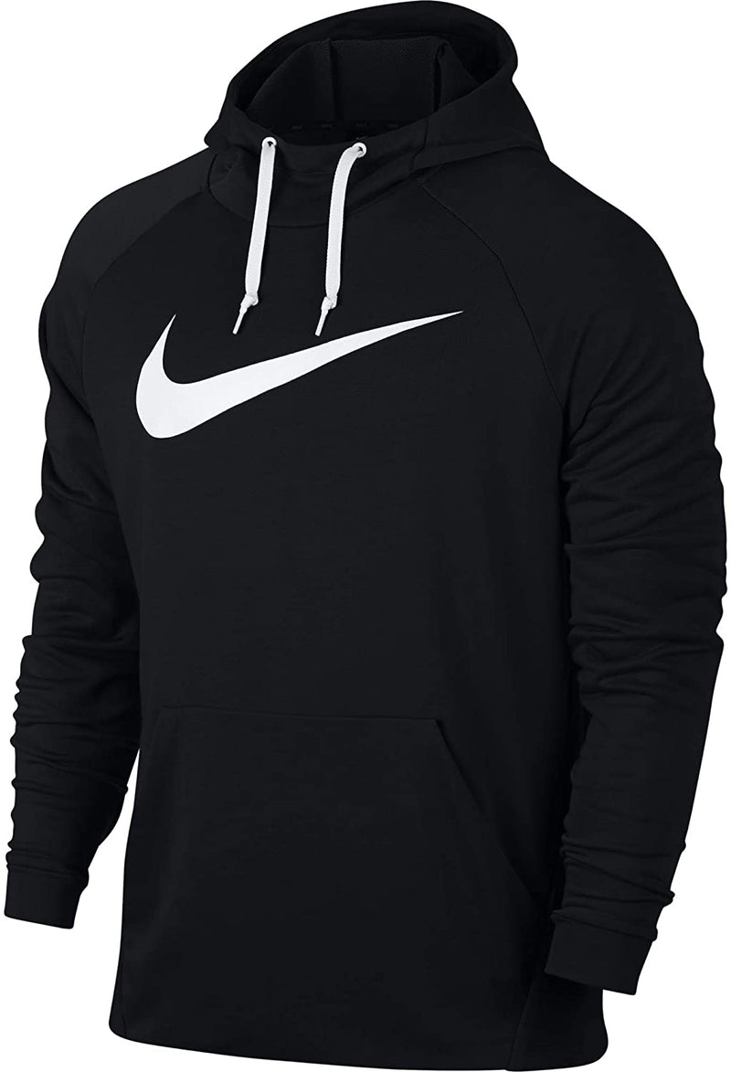 NIKE Men's Dry Pullover Swoosh Hoodie, Black/White