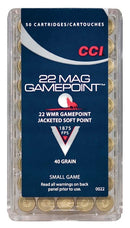 CCI AMMO 22WMR 50RD 40BX/CS