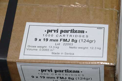 PPU AMMO 9MM LUGER CASE LOT