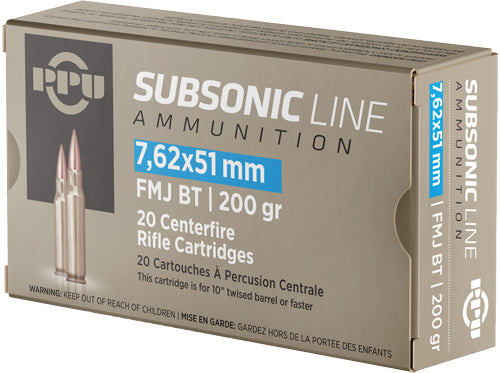 PPU AMMO SUBSONIC 7.62X51MM
