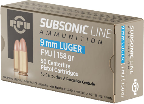 PPU AMMO SUBSONIC 9MM LUGER