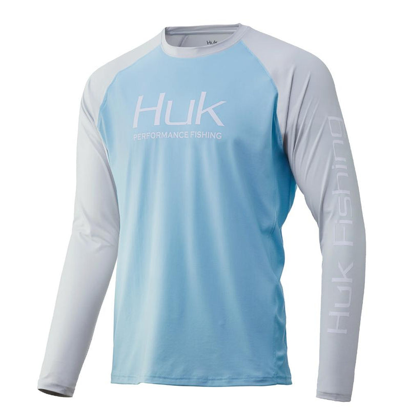 HUK DOUBLE HEADER LS ICE BLUE M