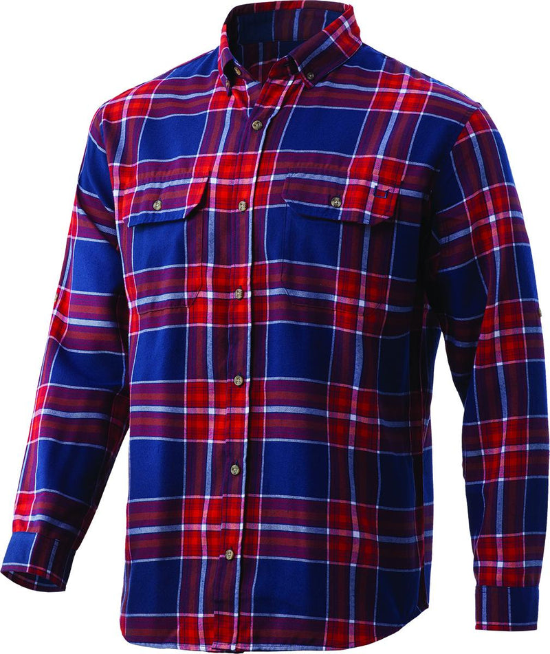 HUK MAVERICK FISHING FLANNEL BLOOD RED L