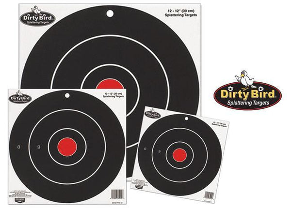 DIRTY BIRD 12" BULL'S-EYE TARGET - 12-PK