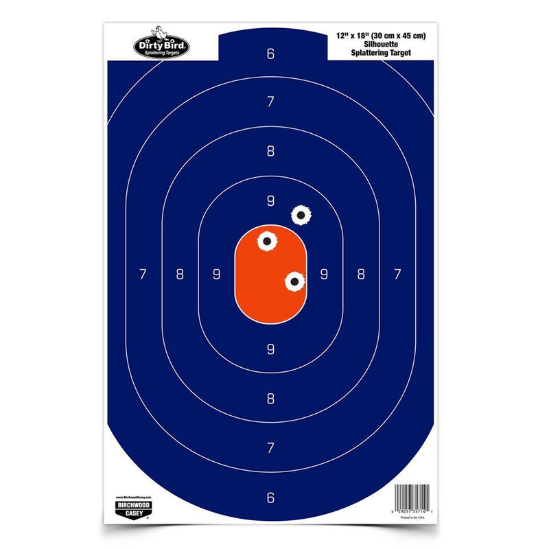 DIRTY BIRD 12" X 18" BLUE/ORANGE OVAL SILHOUETTE TARGET - 8-PK