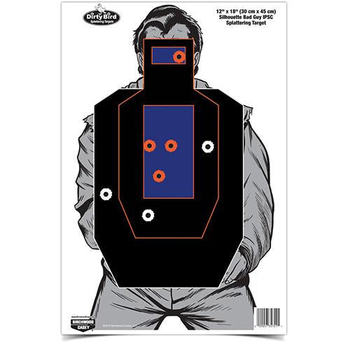 DIRTY BIRD 12" X 18" BAD GUY IPSC SILHOUETTE TARGET - 8-PK