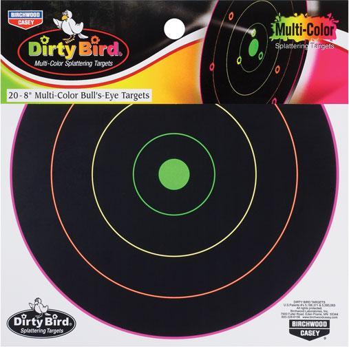 DIRTY BIRD 8" MULTI-COLOR BULL'S-EYE TARGET - 20-PK