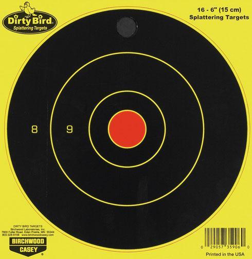 DIRTY BIRD 6" YELLOW BULL'S-EYE TARGET - 16-PK