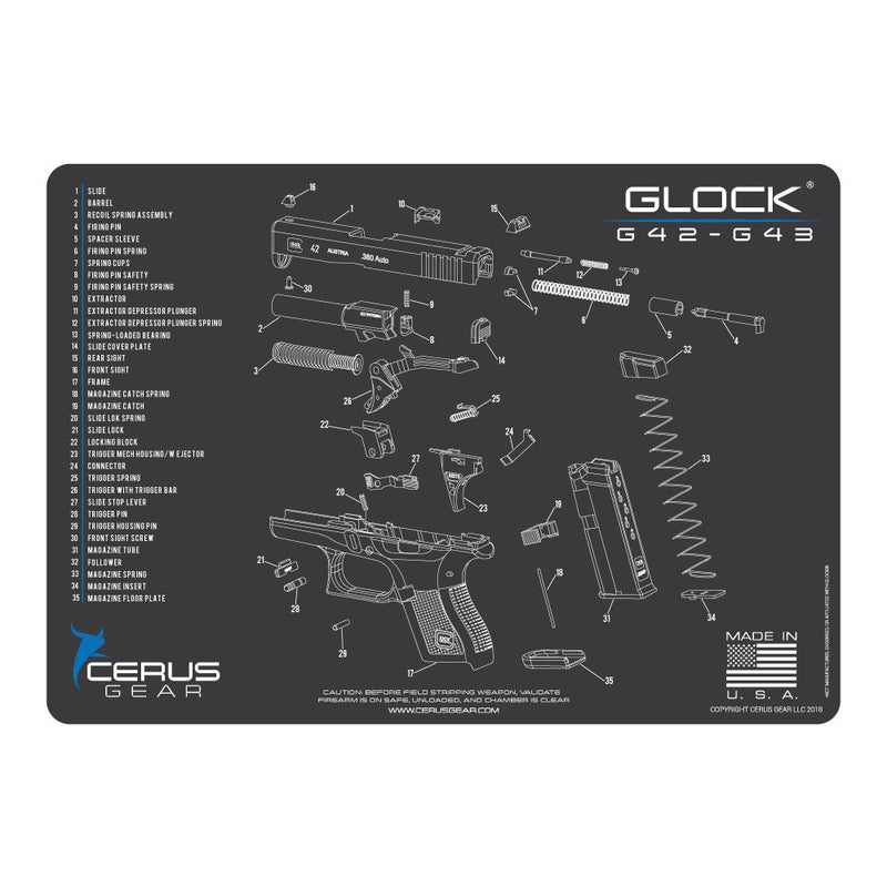 GLOCK 42-43 SCHEMATIC CHAR GRAY