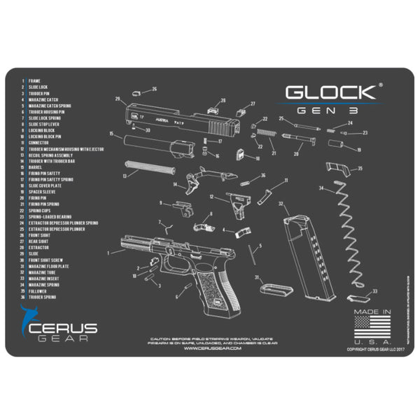 GLOCK GEN 3 SCHEMATIC GRAY/BLUE