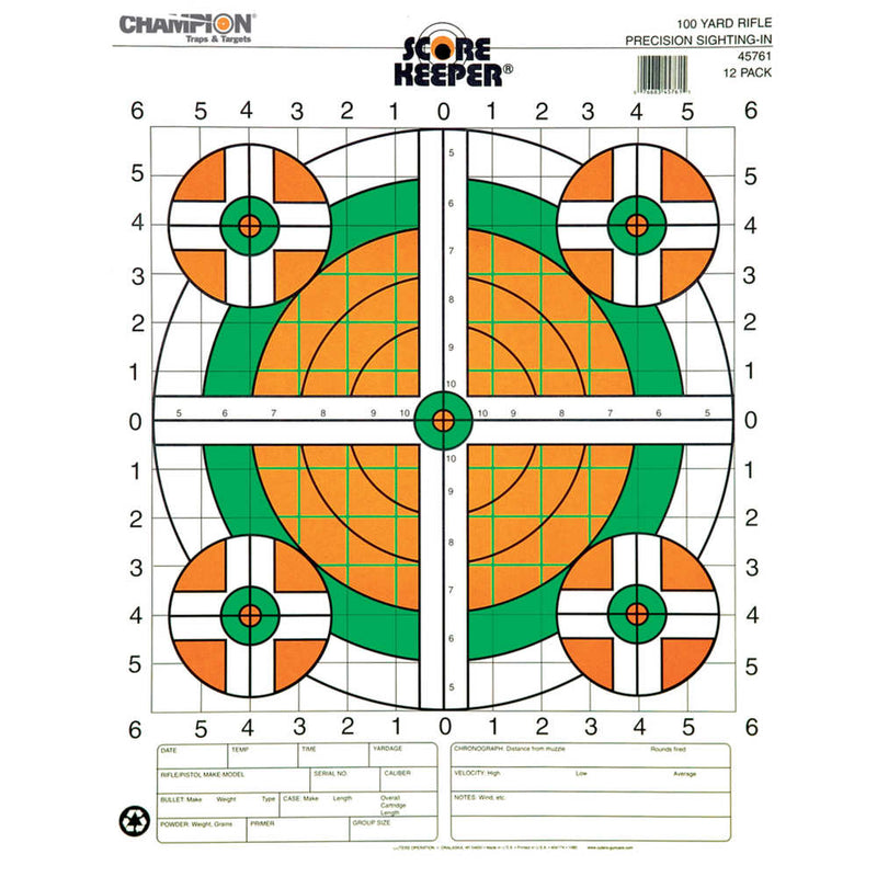 SK 100YD SGT-IN RFL ORG/GRN BLL TGT 12PK