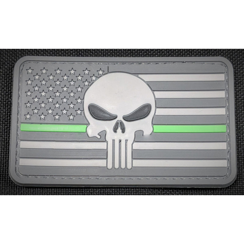 EMROIDERED MORALE SKULL GREY GREEN