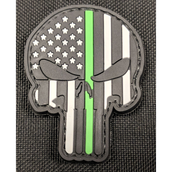 EMROIDERED MORALE PUNISHER SKULL GRN