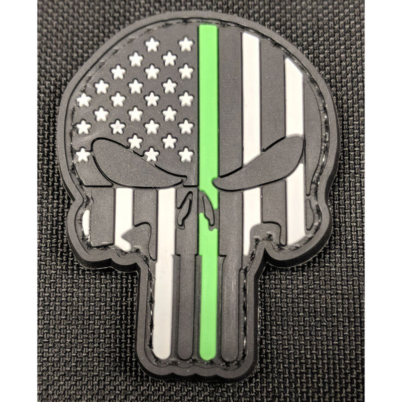 EMROIDERED MORALE PUNISHER SKULL GRN