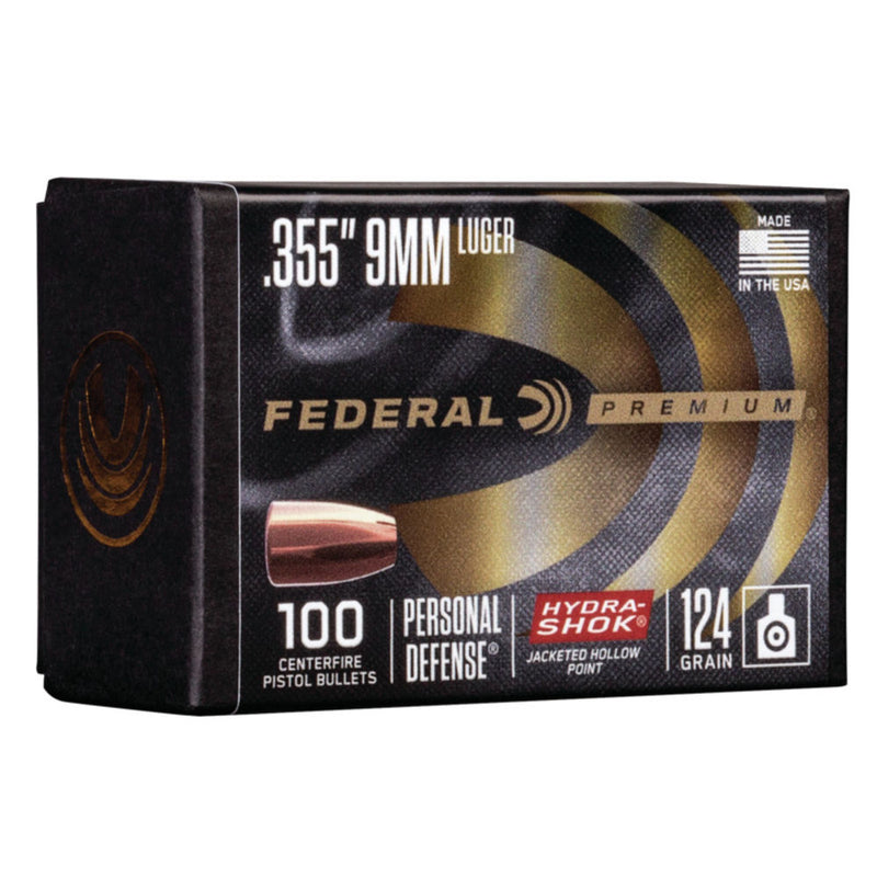 BULLET HYDRASHOK 9MM LUGER 124GR 100/BX