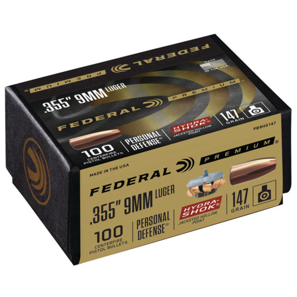 BULLET HYDRASHOK 9MM LUGER 147GR 100/BX