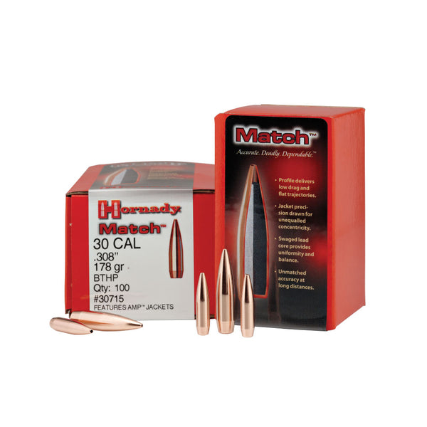 BULLET 30 CAL 178GR BTHP MATCH 1600RD/BX