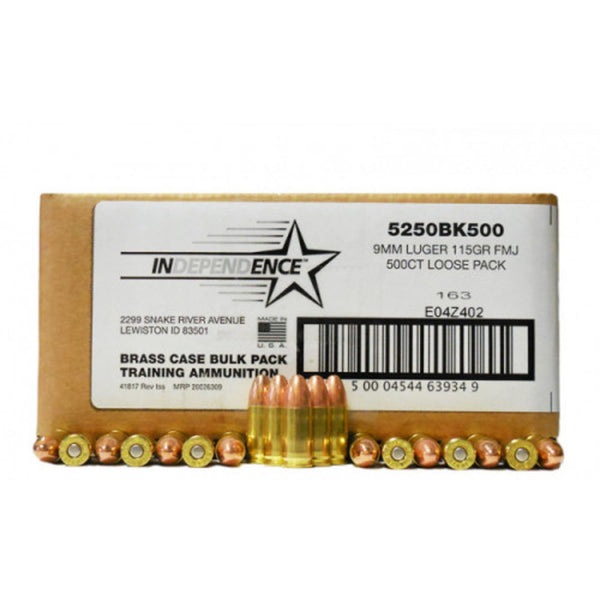 9MM LUGER 115 GR FMJ - 500 ROUND BULK PK