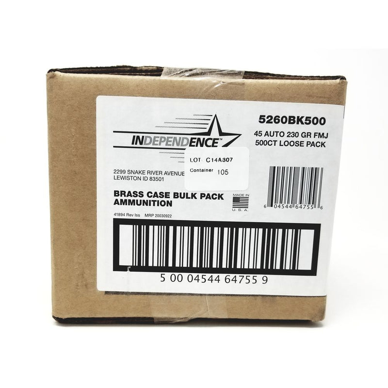 45 AUTO 230GR FMJ - 500 ROUND BULK PK