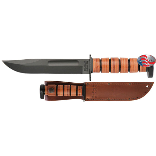 DOGS HEAD KA-BAR LEATHER SHT STR EDGE