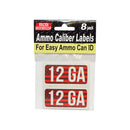 AMMO CALIBER LABELS - 12 GA.
