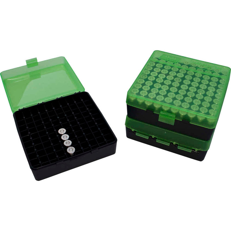 AMMO BOX 100RD FLIP TOP 9MM CLR GRN/BLK