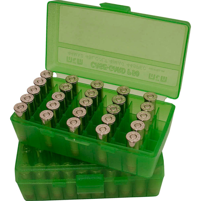 AMMO BOX 50RD FLIP TOP 38-357 CLR GRN