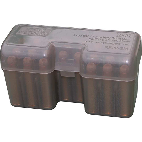 HINGED SHRT MAG AMMO BOX 22RD - CLR SMK