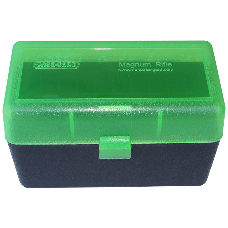 AMMO BOX 50RD FLIP TOP 375 CLR GRN/BLK