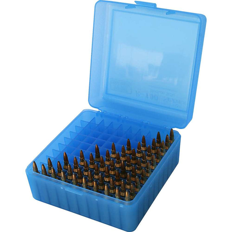 AMMO BOX 100 RD FLIP TOP 22-250 BLU