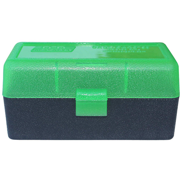 AMMO BOX 50RD FLIP TOP 7MM CLR GRN/BLK