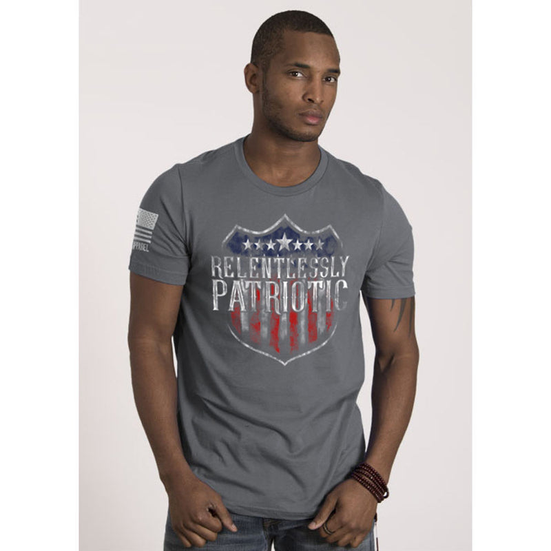 MENS TSHIRT RELENTLESSLY PATRIOTIC GRY S