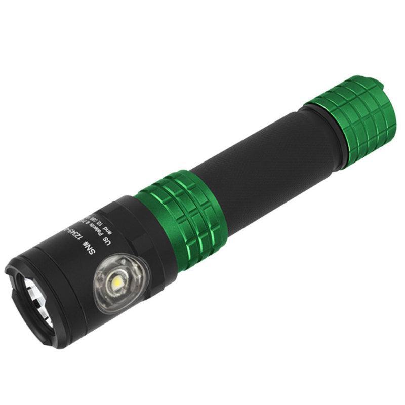METAL DUAL-LIGHT RECH FLASHLIGHT GREEN