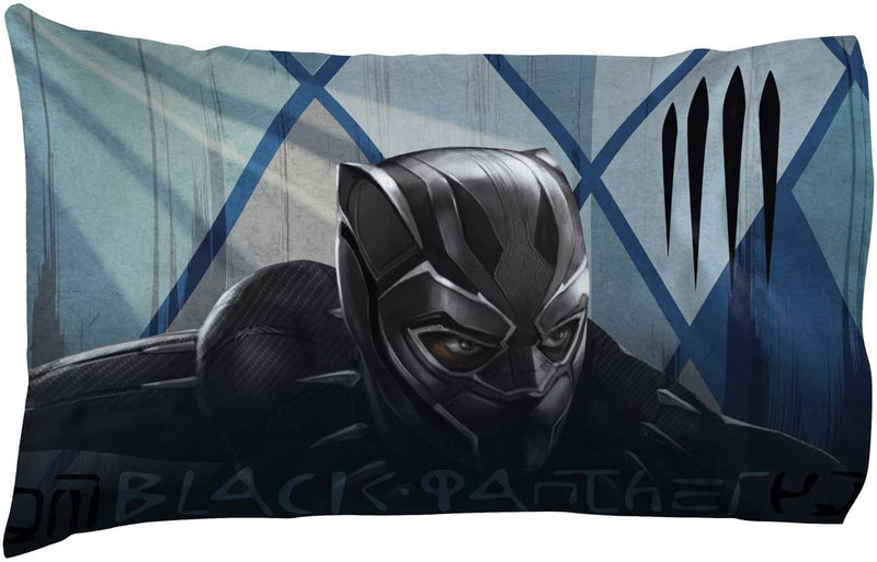 Jay Franco Marvel Black Panther Blue Tribe Super Soft Kids 4 Piece Twin Size Bed Set - Fade Resistant Polyester Microfiber Fill