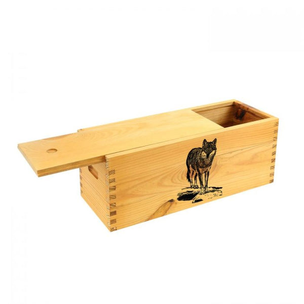 LARGE PINE CRAFT BOX WOLF MADE IN USA