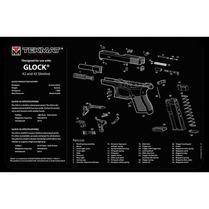 TEKMAT GLOCK 42/43 - 11X17IN