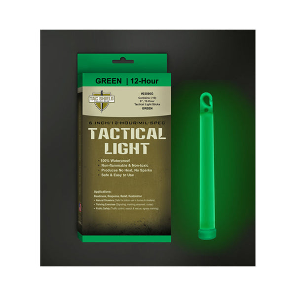 TAC 12 HR LIGHT STICK GREEN 6 IN 10 PK