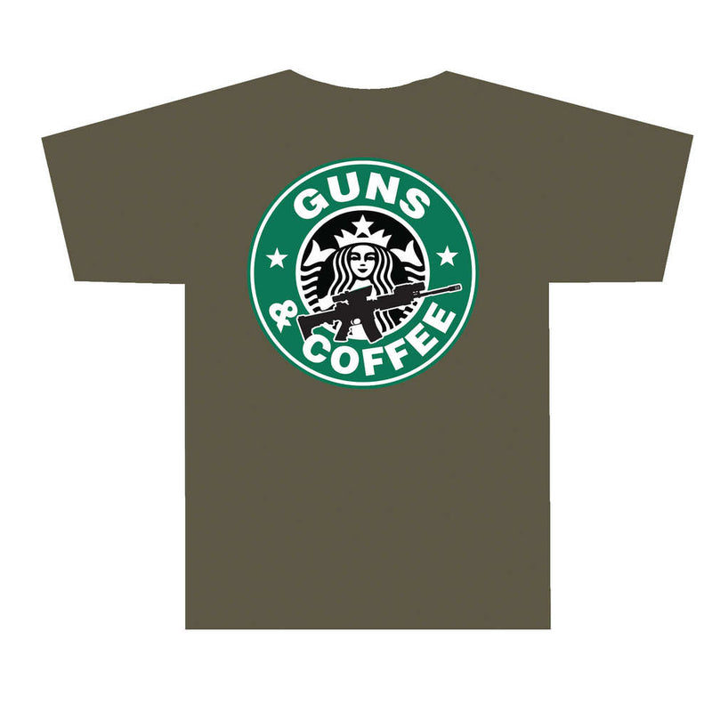 GUNS AND COFFEE T-SHIRT OLV DRB - LG