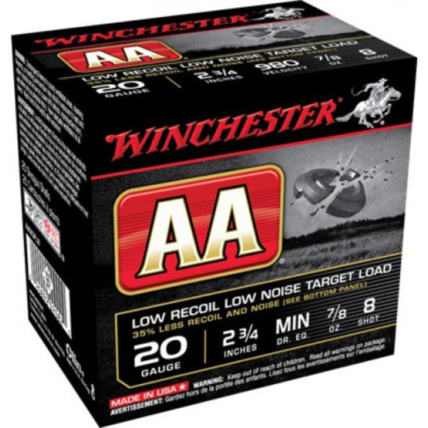 AA LOW RECOIL 20GA 2.75IN 0.875 8 25/BX