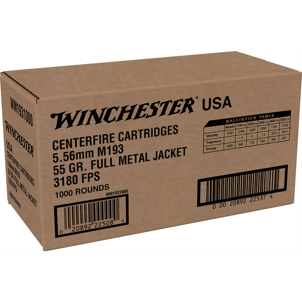 5.56MM M193 55GR FMJ WIN LC 1000/BX