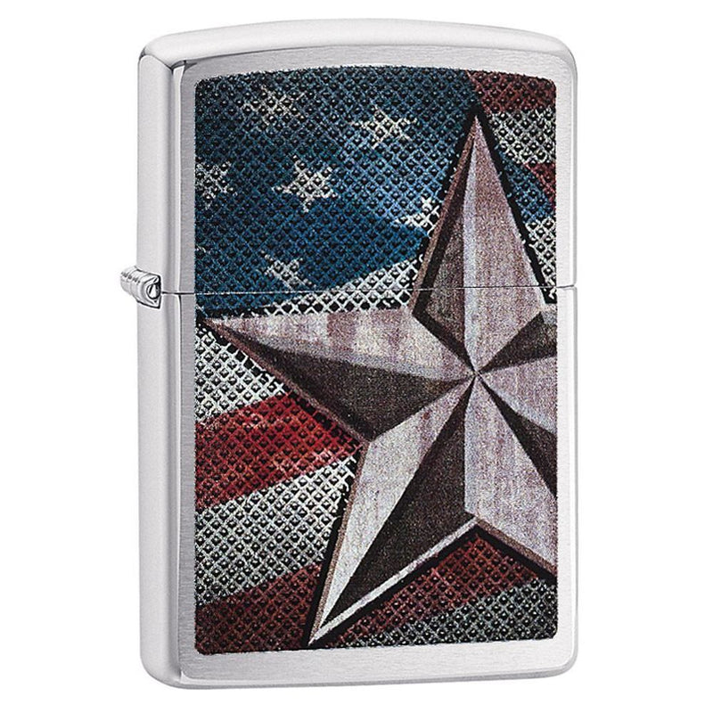 LIGHTER - BRUSHED CHROME AMERICAN FLAG